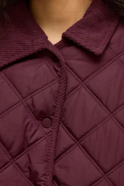 Abrigo acolchado guateado con cuello de pana