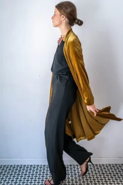 Abrigo midi cuello mao