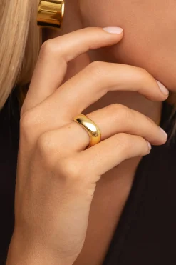 Anillo Tina Acero Baño Oro 12