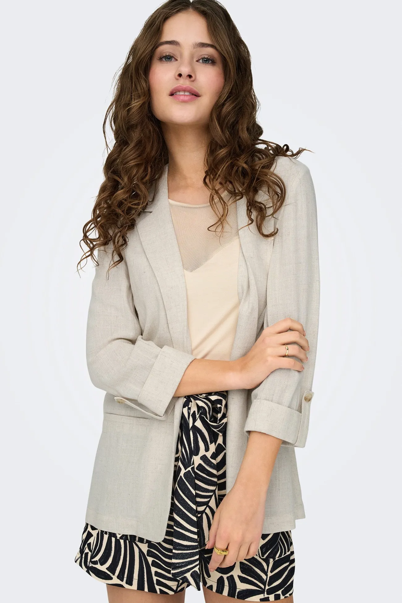 Blazer de manga 3/4 remangada