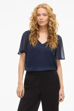 Blusa de manga corta de gasa