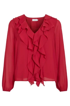 Blusa de manga larga con volantes