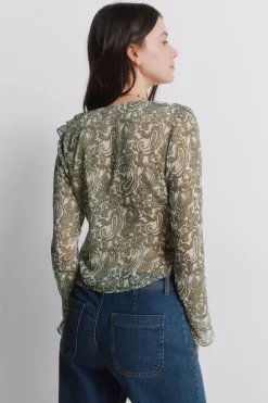 Blusa gasa volantes estampada