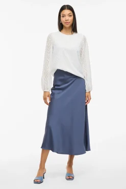 Blusa manga larga con cuello redondo