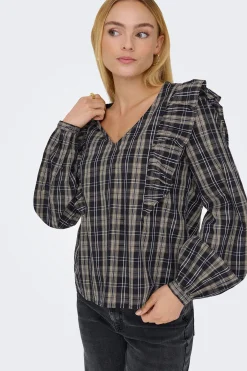 Blusa manga larga volantes