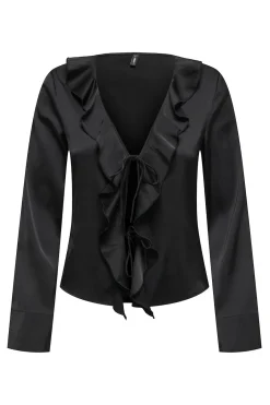 Blusa satinada con volante