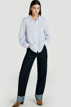 Camisa con bordados de algodón y viscosa