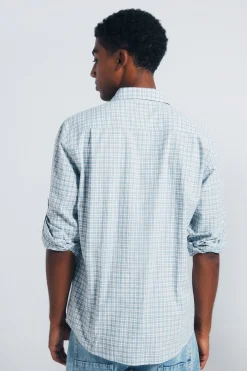 Camisa cuadros algod&oacute;n slub