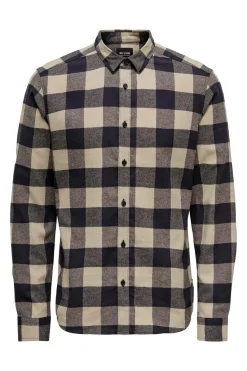 Camisa de hombre de manga larga y cuadros