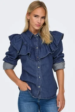 Camisa denim con volante