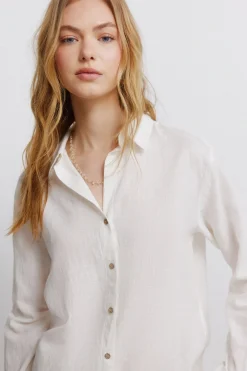Camisa lino escote pico