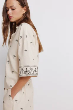 Camisa manga corta estampada oversize
