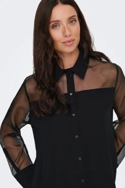 Camisa manga larga transparente