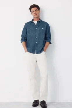 Camisa vaquera chambray manga larga