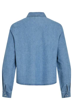 Camisa vaquera con lazada en el cuello