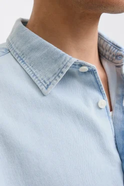 Camisa vaquera manga larga sarga