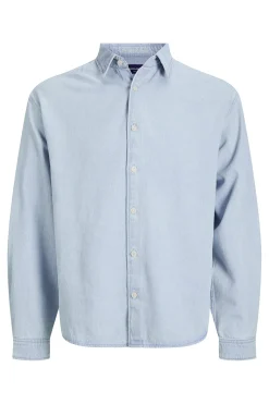 Camisa vaquera manga larga sarga