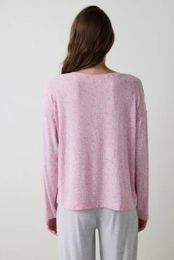 Camiseta de pijama de manga larga con estampado floral