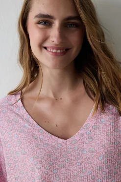 Camiseta de pijama de manga larga con estampado floral