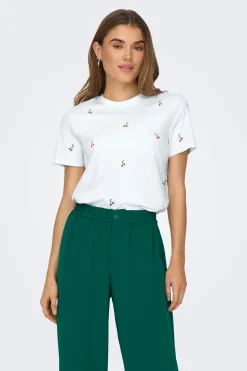 Camiseta manga corta con bordados