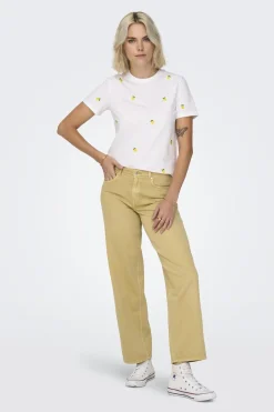 Camiseta manga corta con bordados