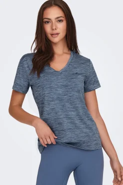 Camiseta manga corta y cuello V, y con tejido efecto lavado