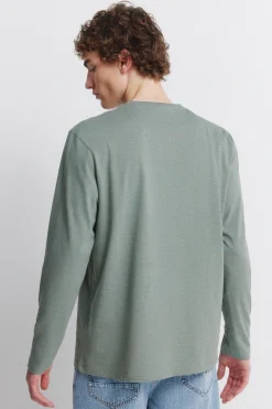 Camiseta manga larga doble efecto melange