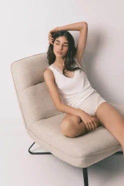 Camiseta punto súper suave beige