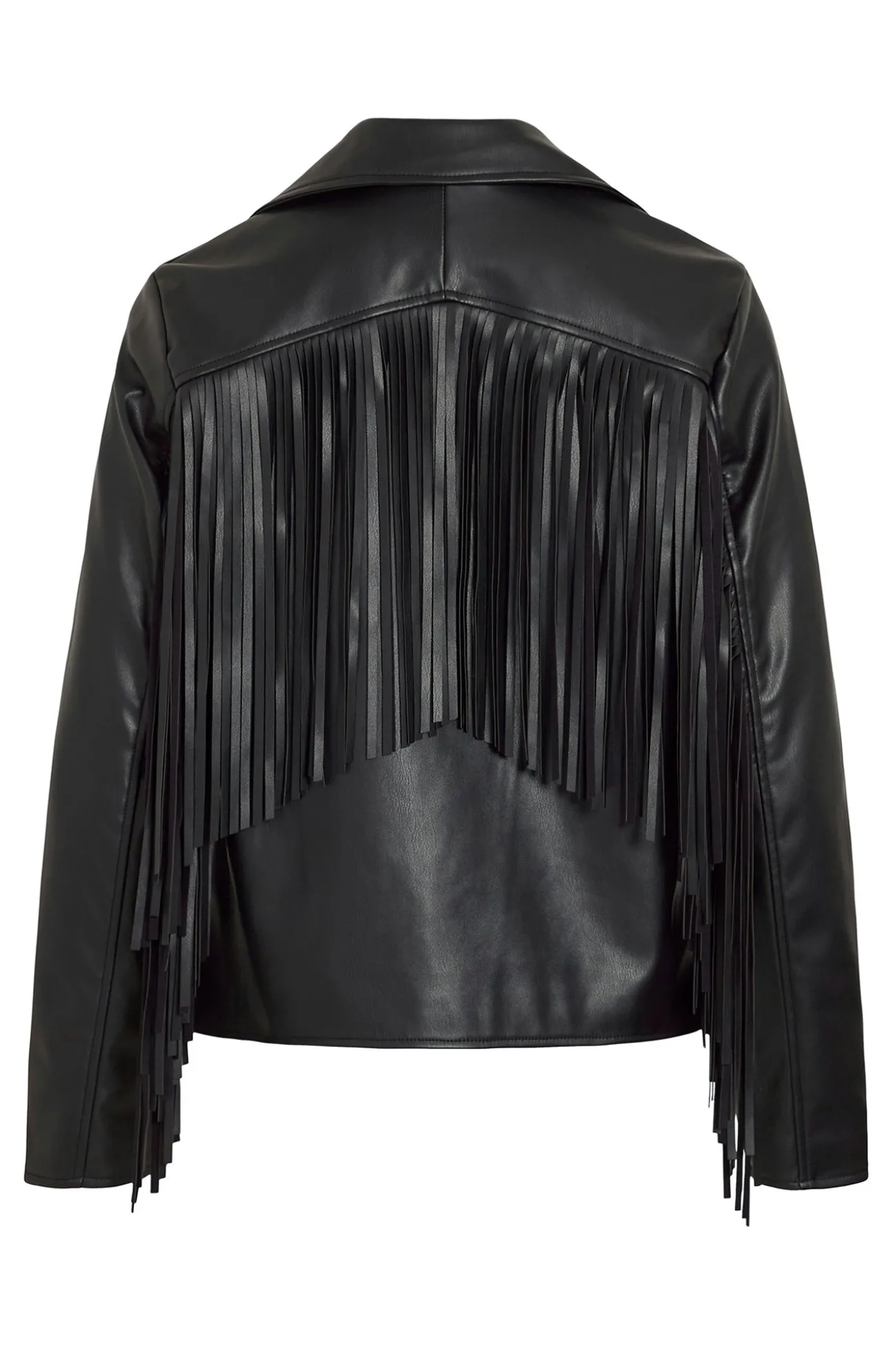 Cazadora biker de polipiel con flecos