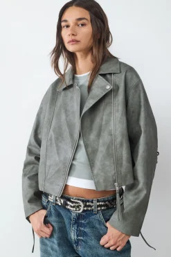 Chaqueta biker efecto desgastada