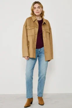 Chaqueta de antelina abotonada