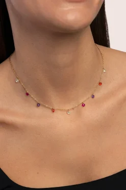 Collar Color Bits Acero Ba&ntilde;o Oro