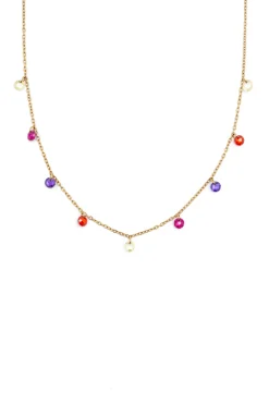 Collar Color Bits Acero Ba&ntilde;o Oro