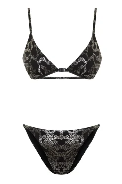 Conjunto bikini animal print metalizado