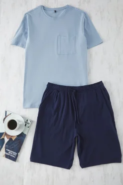 Conjunto de pijama corto liso