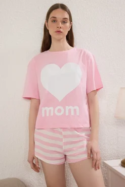 Conjunto de pijama corto rayas "Mom"