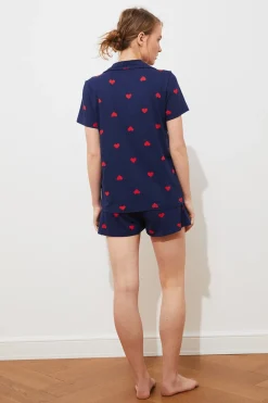 Conjunto pijama camisero corto corazones