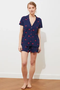 Conjunto pijama camisero corto corazones