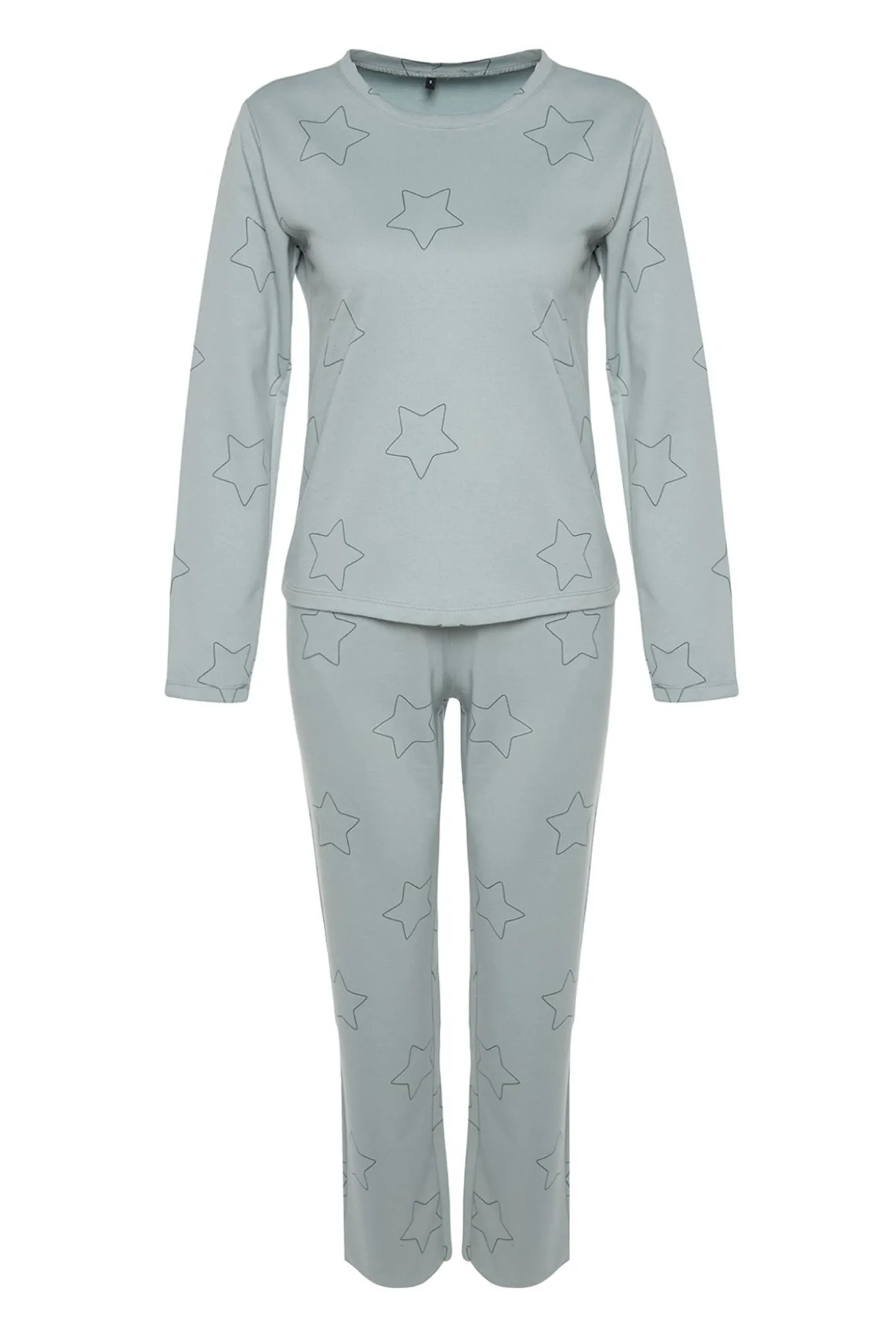 Conjunto pijama con estrellas menta100% algodón