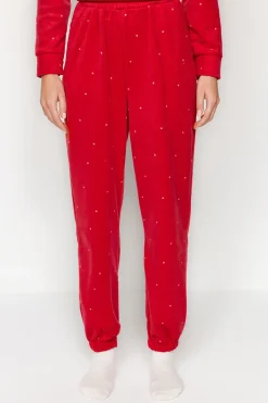 Conjunto pijama polar rojo lunares