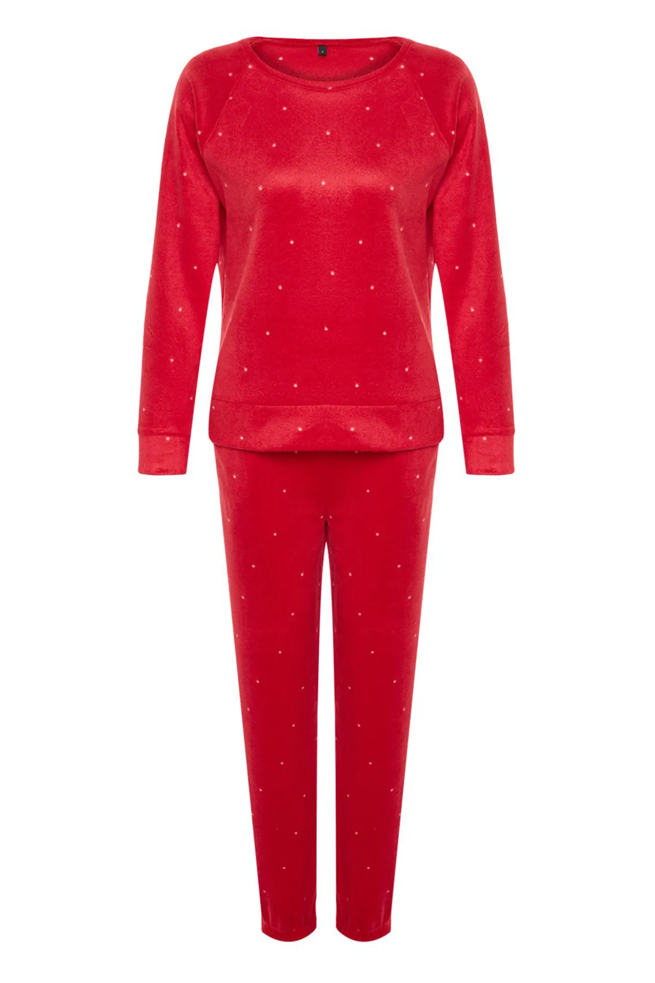 Conjunto pijama polar rojo lunares