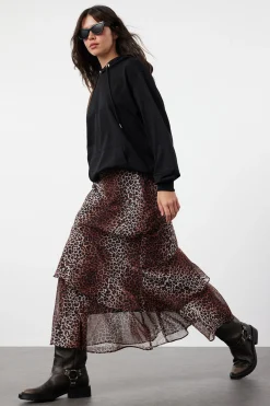 Falda con estampado de leopardo