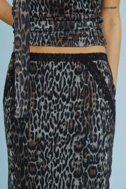 Falda midi animal cinturilla