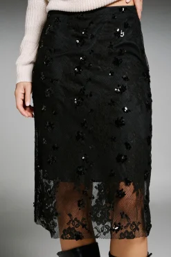 Falda midi de lentejuelas