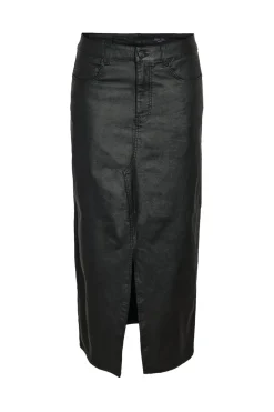 Falda midi efecto coated.