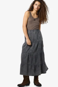 Falda midi panelada washed