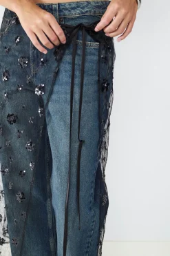Falda midi transparente lentejuelas