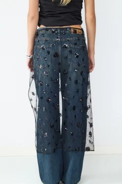 Falda midi transparente lentejuelas