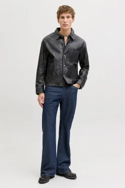 Jeans flare tiro alto algodón