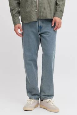 Jeans relaxed tiro medio vaquero